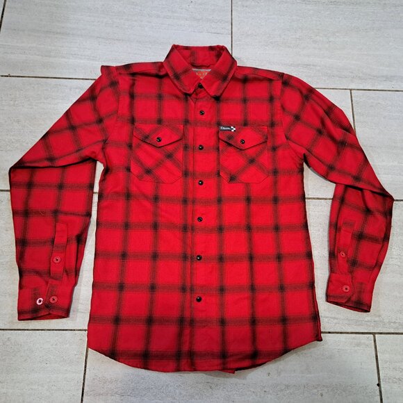 %Dixxon Flannel Shirt Men's Size Small Red/Black Plaid The Stroker Long Sleeve